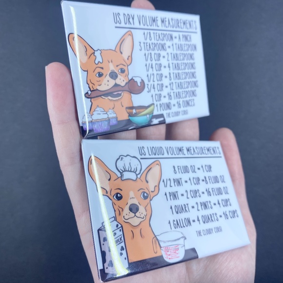 Red Chihuahua Dog Measuring Chart Magnets Handmade Kitchen Cooking Baking Guide - Picture 3 of 5
